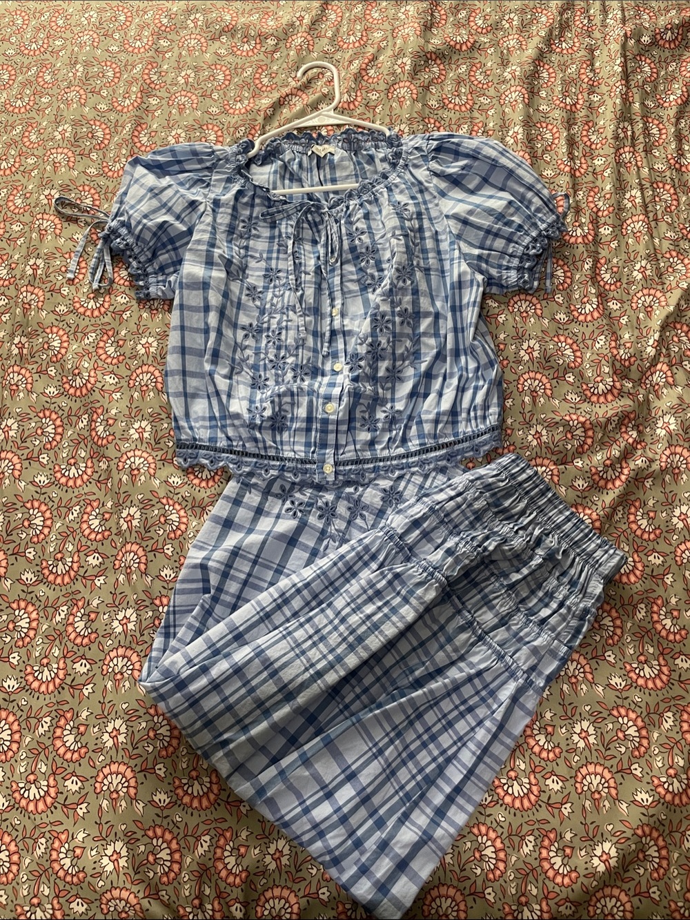 Blue Plaid Two-Piece  Set